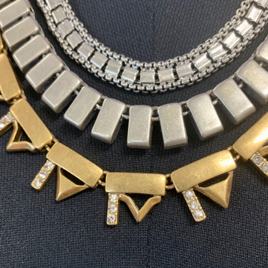 Natalie Necklace, Medium Silver Blue Gold colour