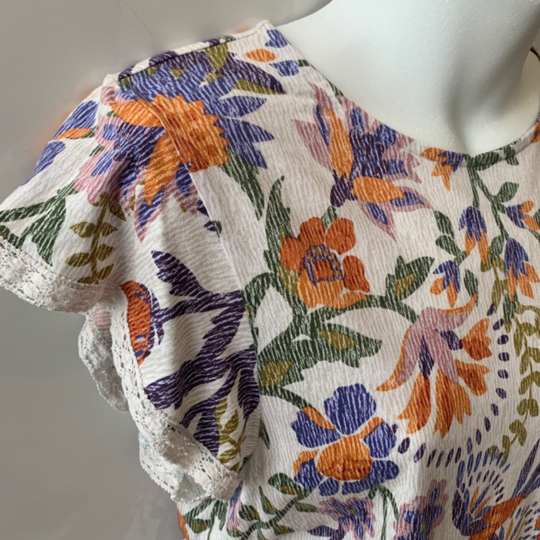 Reitmans, Tops, Small Purple Orange Green on White
