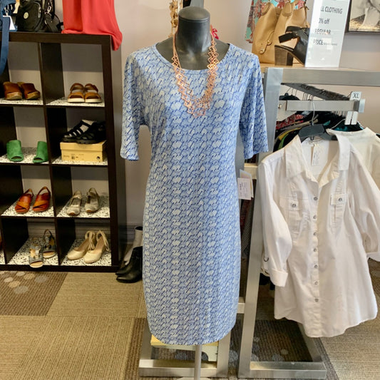 LuLaRoe Jersey, L/XL (labelled 2XL) Blue White