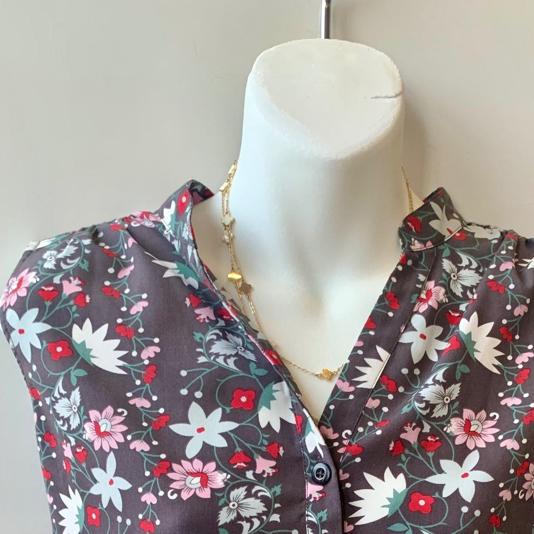 Cabi, Tops, Small Grey Floral
