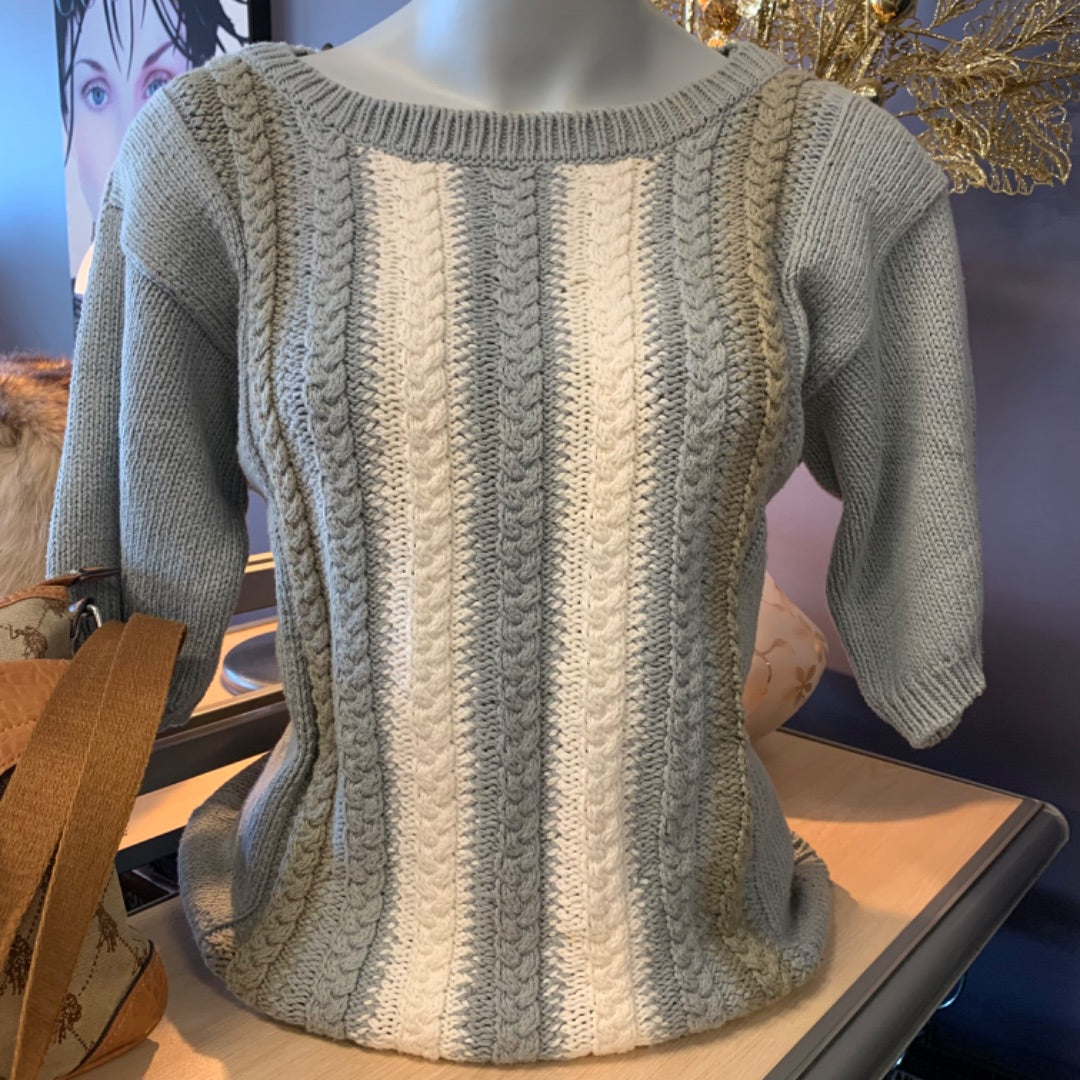 Spanner Sweater, Medium, Sage grey cream