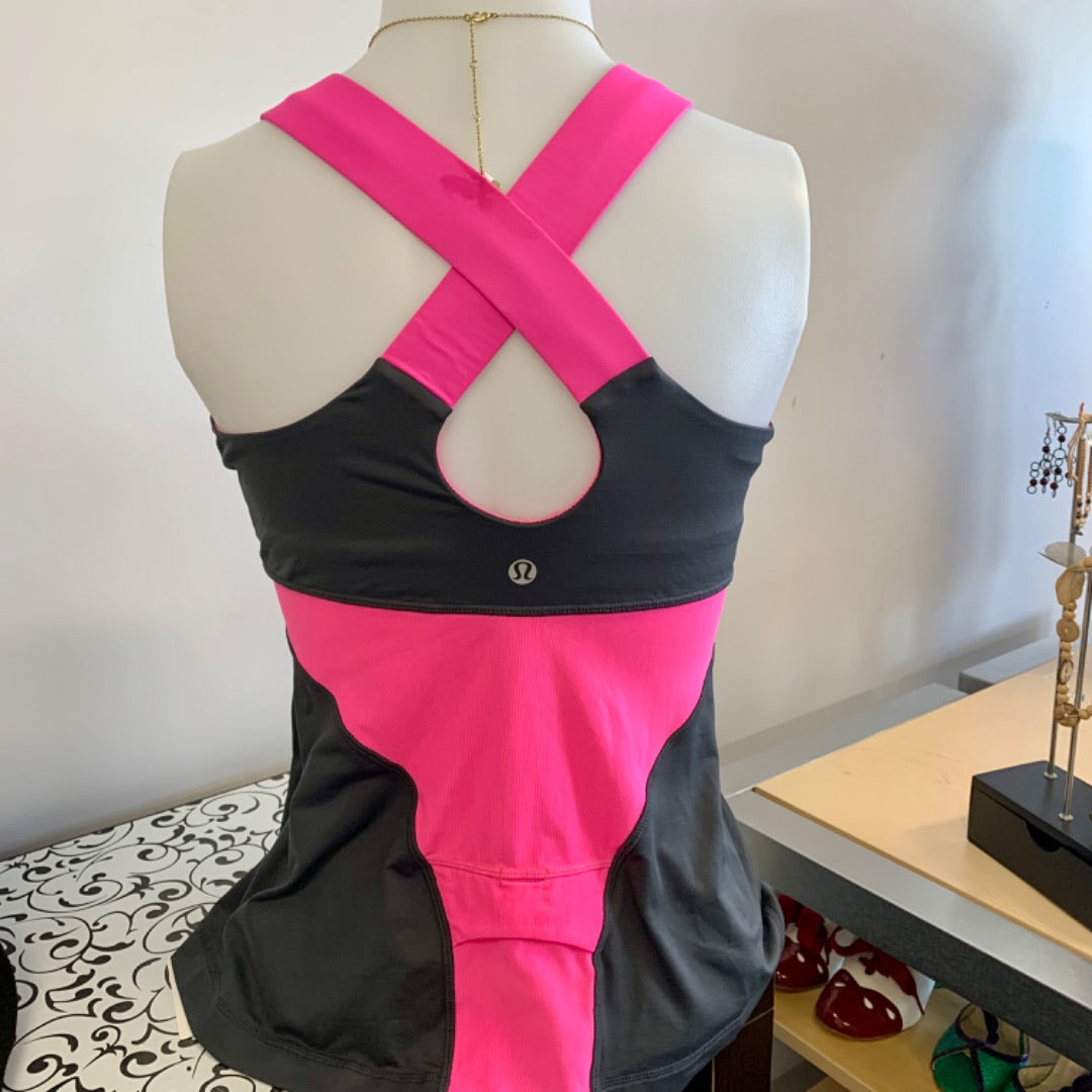 Lululemon Tank top, Size 8 Grey Hotpink