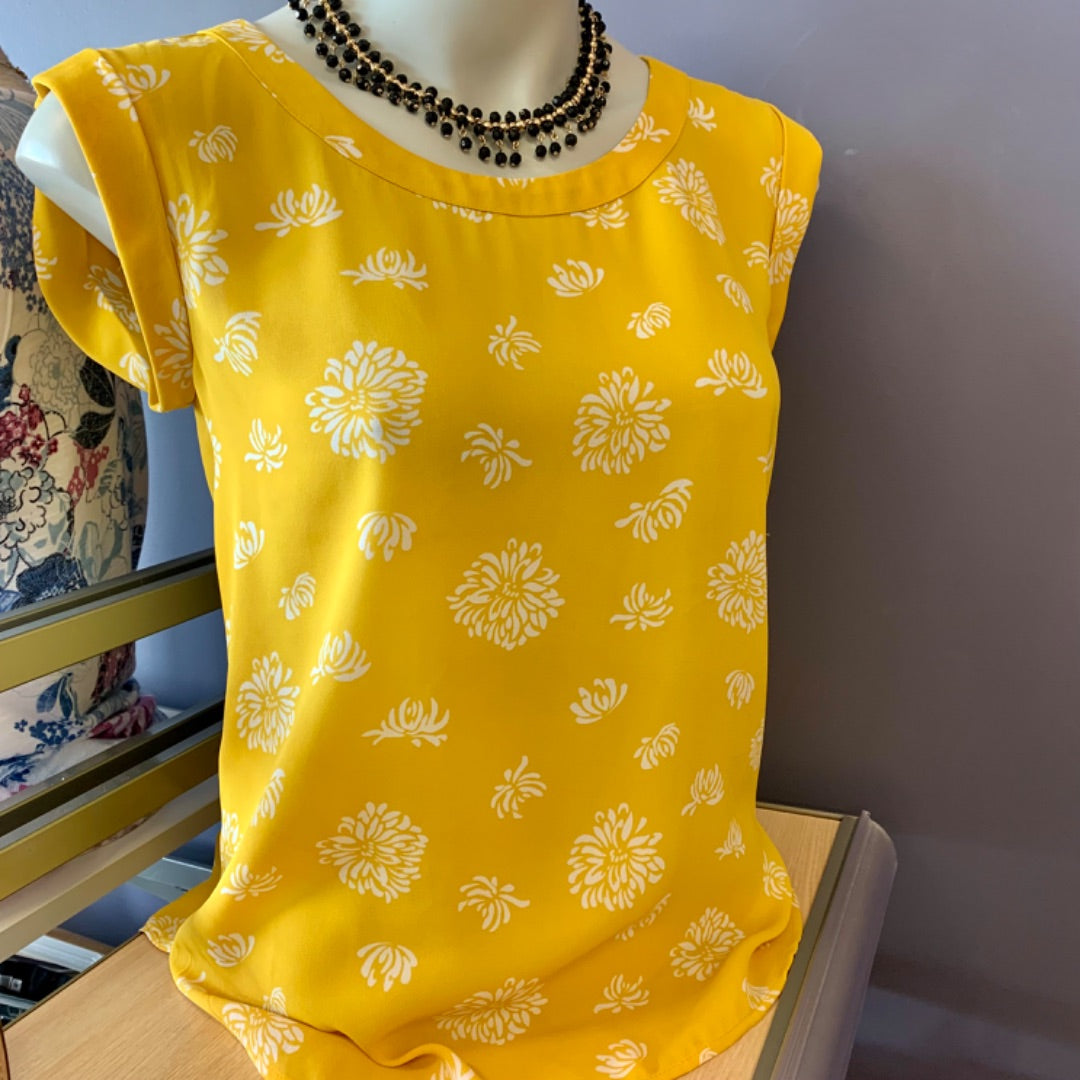 Ann Taylor, XSmall Petite Yellow White