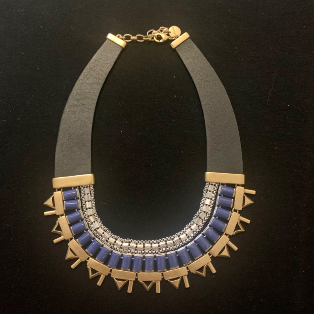 Natalie Necklace, Medium Silver Blue Gold colour