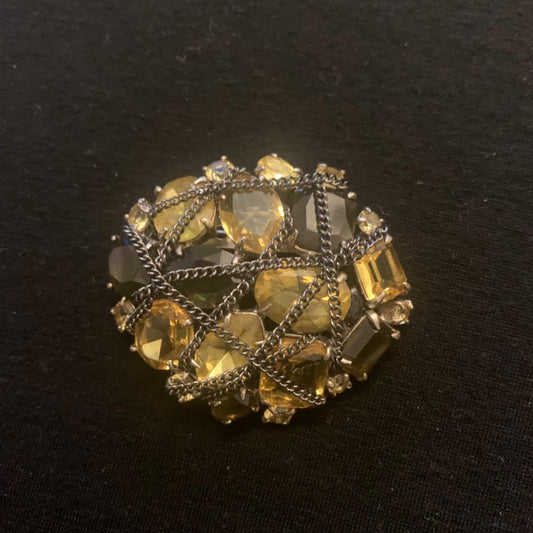 Brooch & Pendant After the rain, Large, Copper, yellow