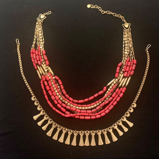 Bliss Statement Necklace, Large, Gold colour, Red