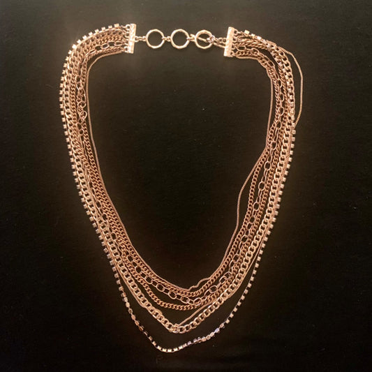 Ginger Necklace multi chain, Medium Copper Silver