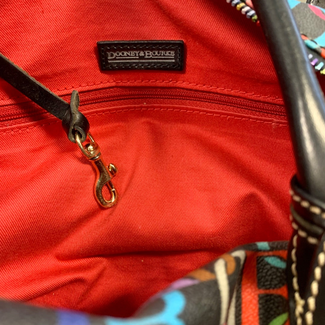Dooney & Bourke, Purses/handbags, L 12" D 8" H 7" Multi on Black