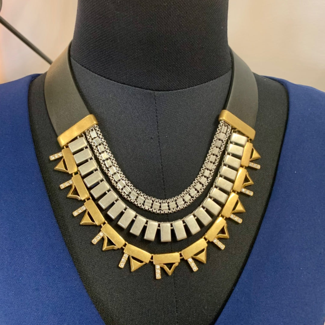 Natalie Necklace, Medium Silver Blue Gold colour