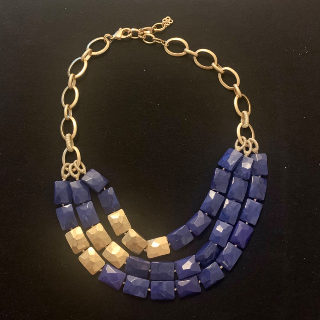 Bahari Necklace, Small Gold colour Blue