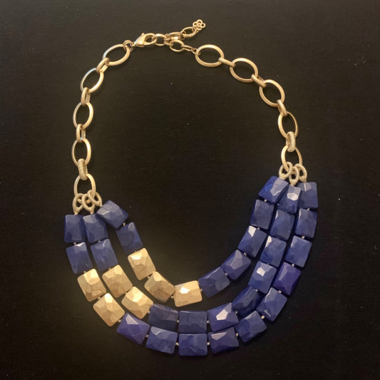 Bahari Necklace, Small Gold colour  Blue