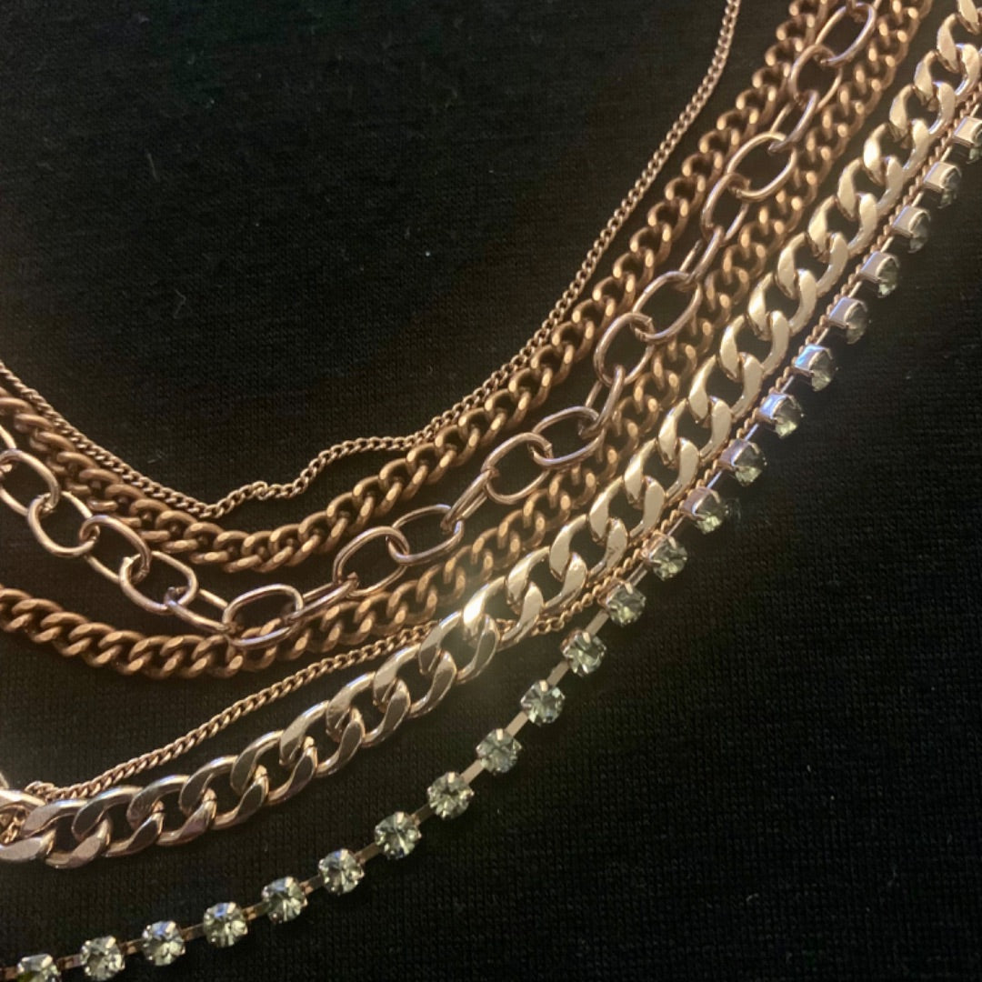 Ginger Necklace multi chain, Medium Copper Silver