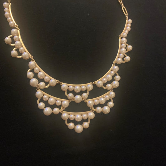 Frances Pearl Necklace, Medium Gold Pearl