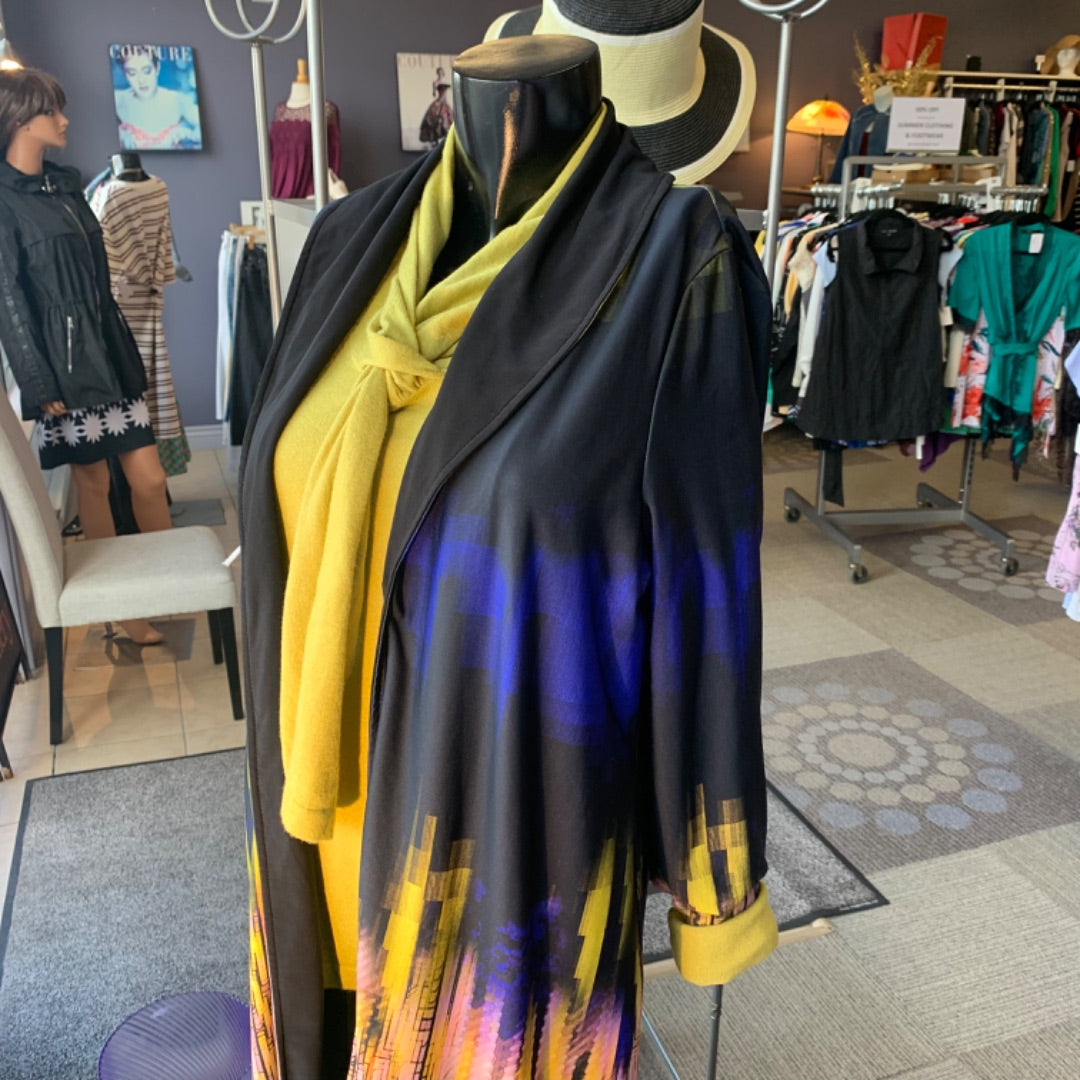 Michael Tyler, Cardigans, Medium Black Purple Chartreuse Yellow Pink
