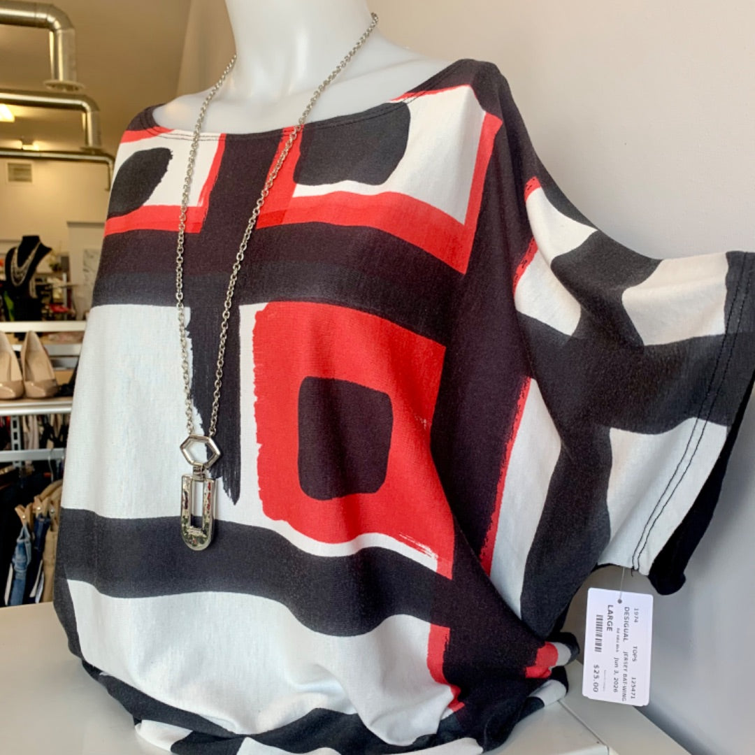 Desigual, Tops, Large Red White Black