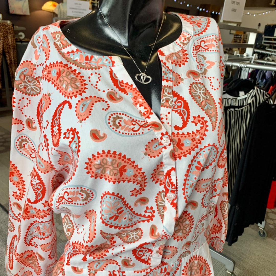 Croft&Barrow, Dresses, XLarge Coral Red White Paisley
