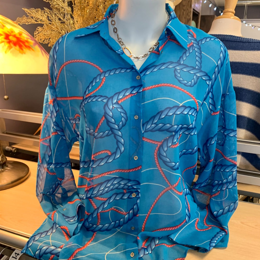 Zara, Tops, Medium Blue Rope Pattern