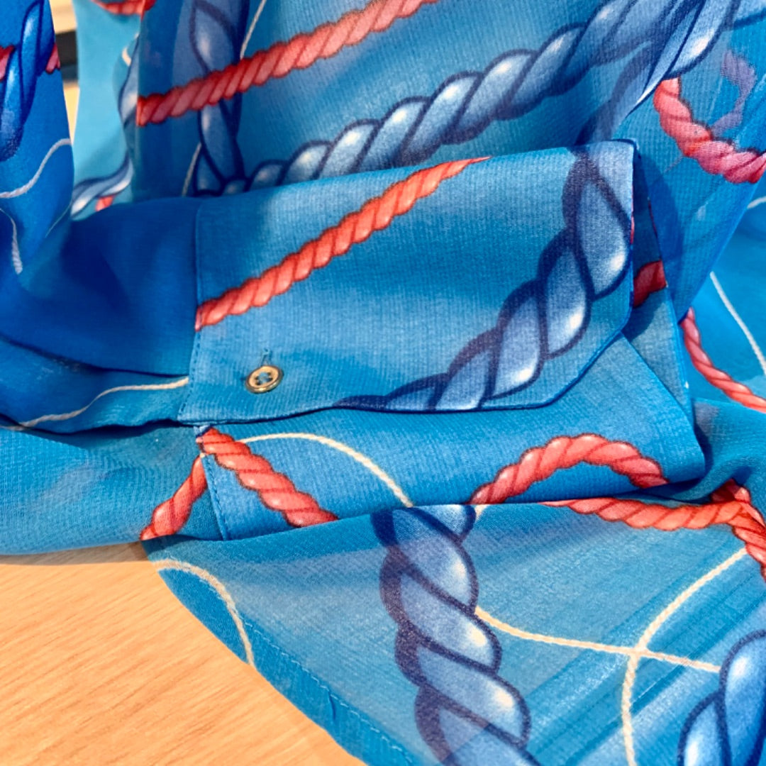 Zara, Tops, Medium Blue Rope Pattern
