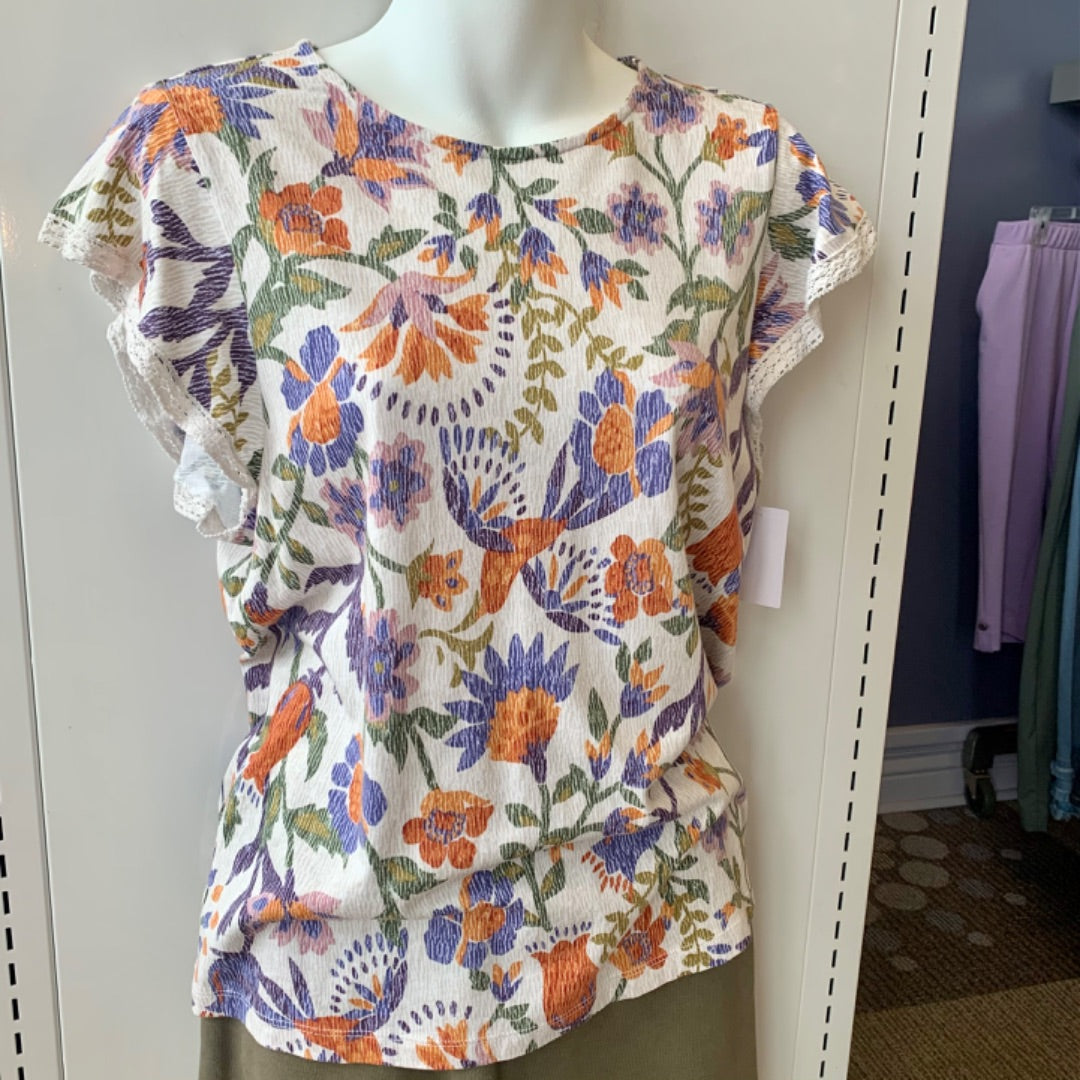 Reitmans, Tops, Small Purple Orange Green on White
