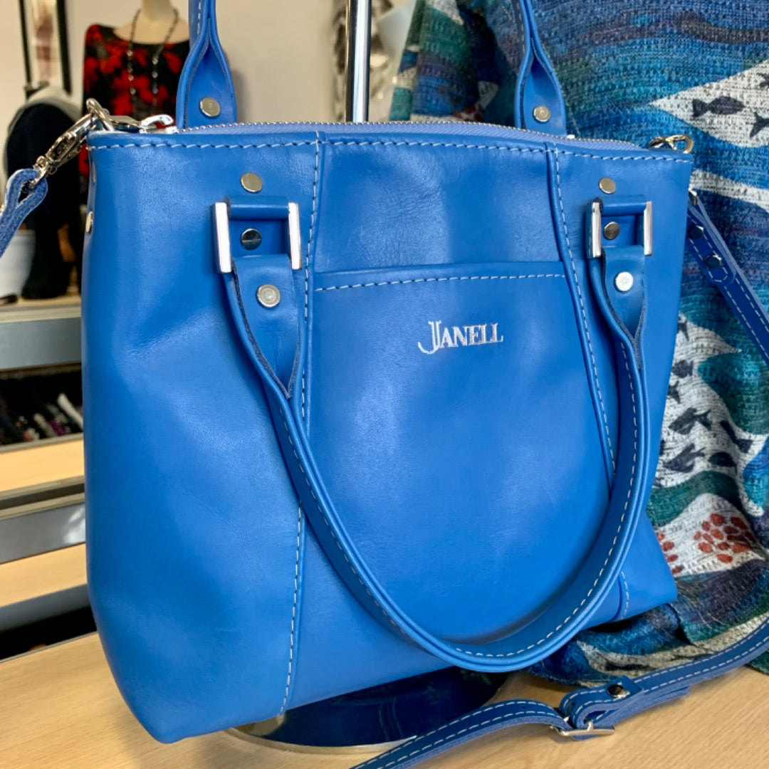 Janell Camille Handbag + strap, Medium Blue