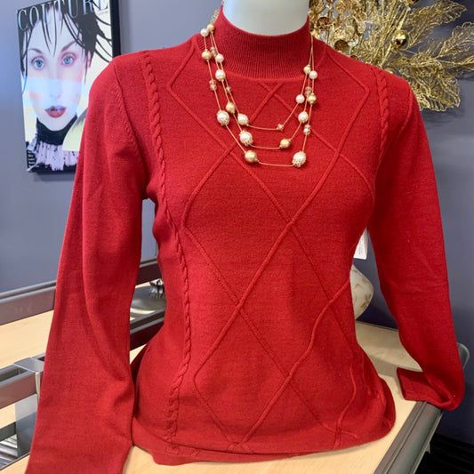 Tribal Mock neck, Small, Red