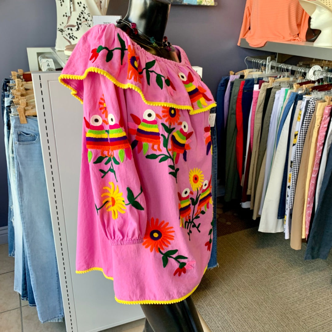 Birds&Flowers, Tops, Medium Multi on Pink