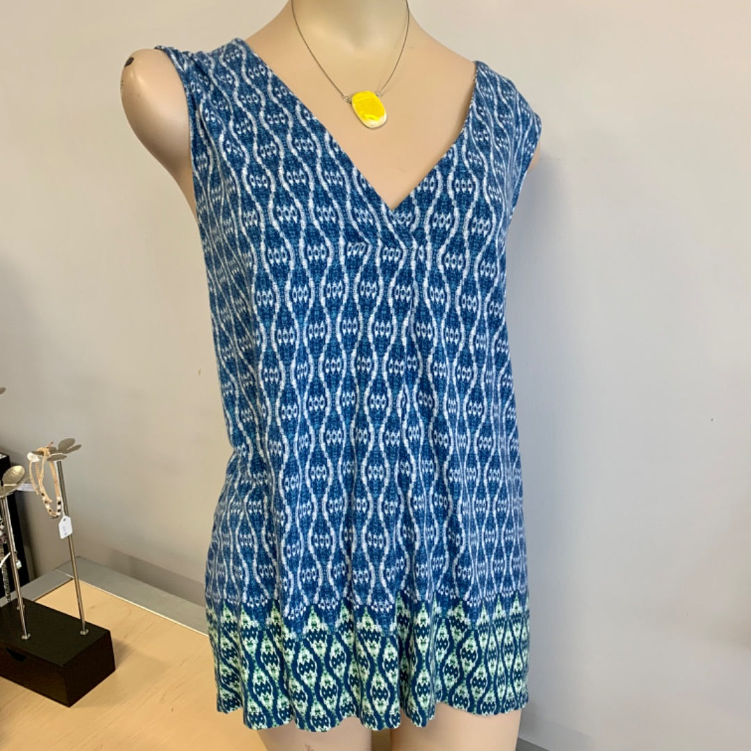 Rose & Olive, Top Sleeveless, XLarge Blue Green