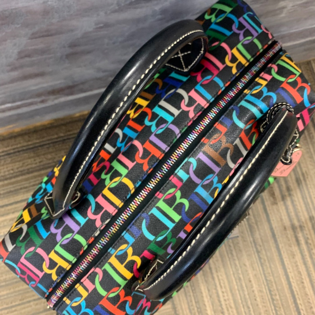 Dooney & Bourke, Purses/handbags, L 12" D 8" H 7" Multi on Black