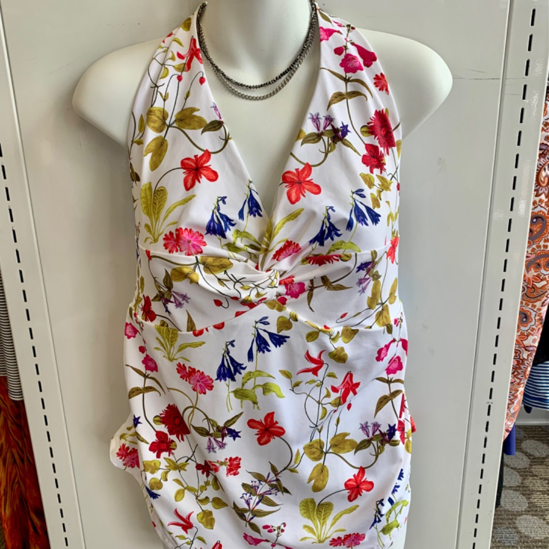 Lands End, Bathing Suits, L / XLarge Floral on White