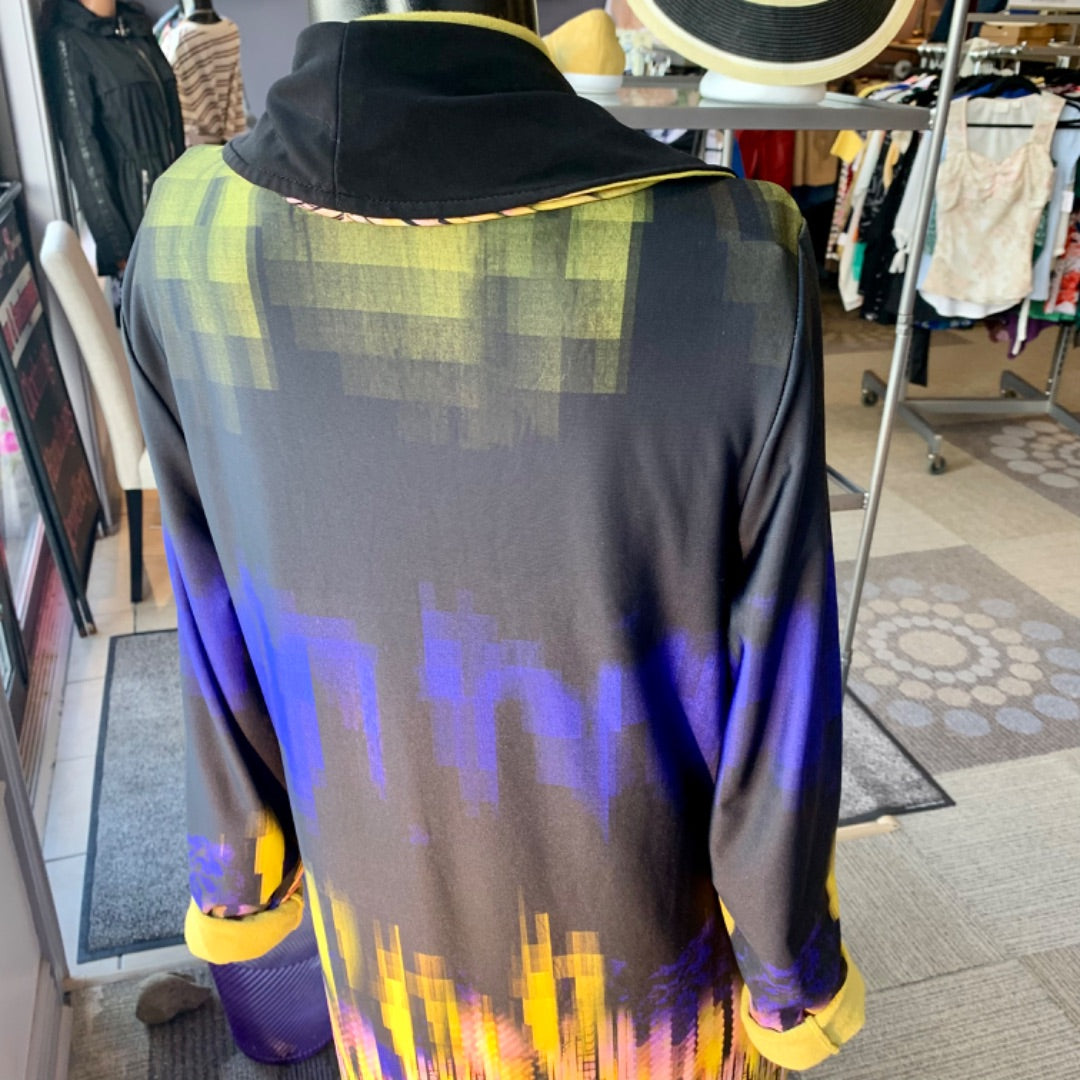 Michael Tyler, Cardigans, Medium Black Purple Chartreuse Yellow Pink