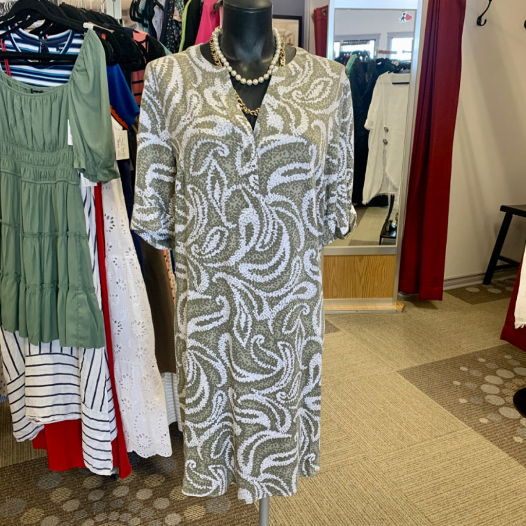 Olsen, Dresses, Large Khaki White