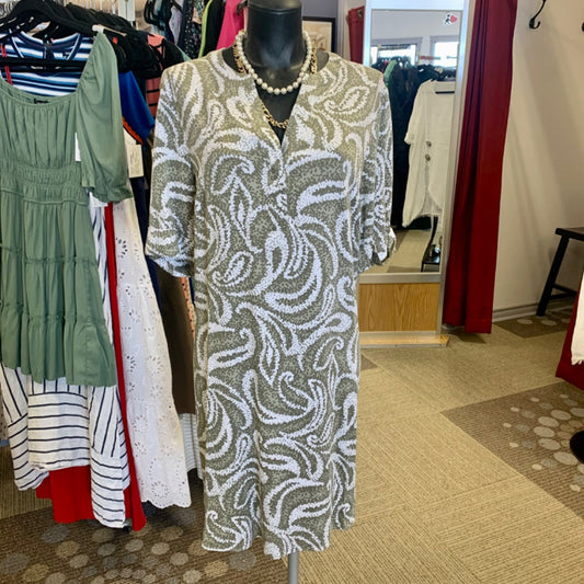 Olsen, Dresses, Large Khaki White