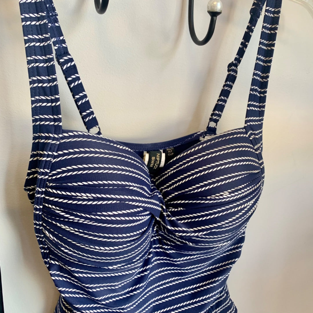 Nip Tuck, Bathing Suits, Large Navy White