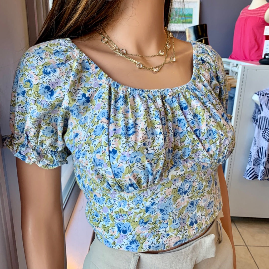 Sim & Sam, Tops, Medium Blue Pink Green