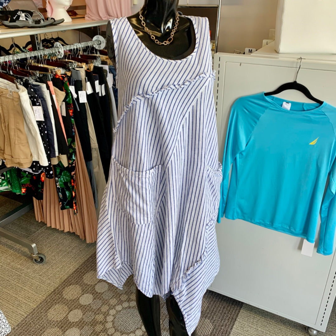 Kenar, Dresses, Medium White Blue