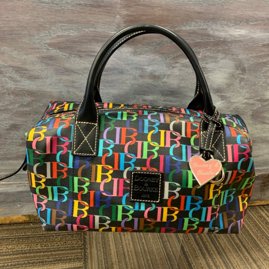Dooney & Bourke, Purses/handbags, L 12" D 8" H 7" Multi on Black