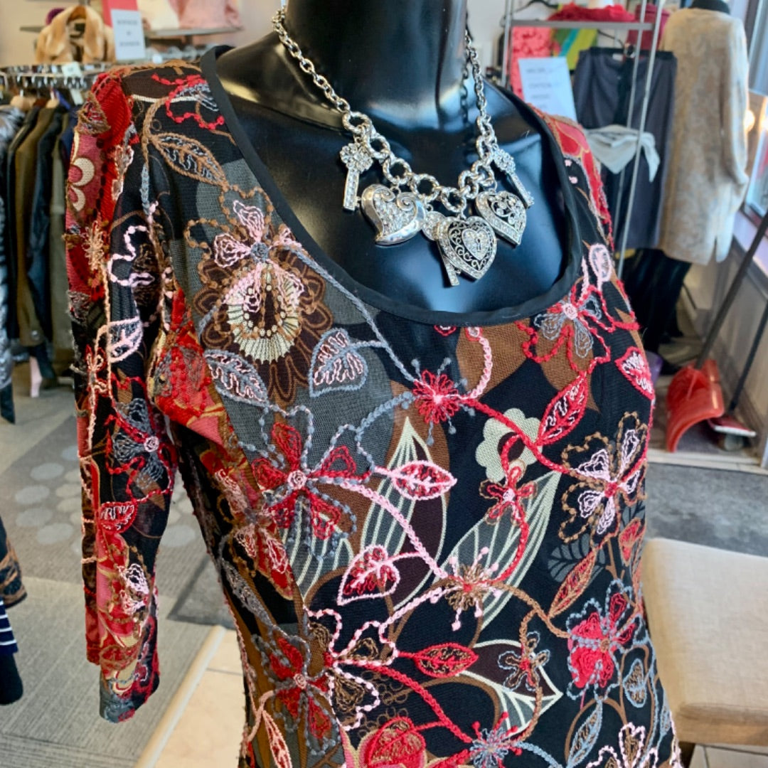 Floral, Dresses, Small Red Black Pink