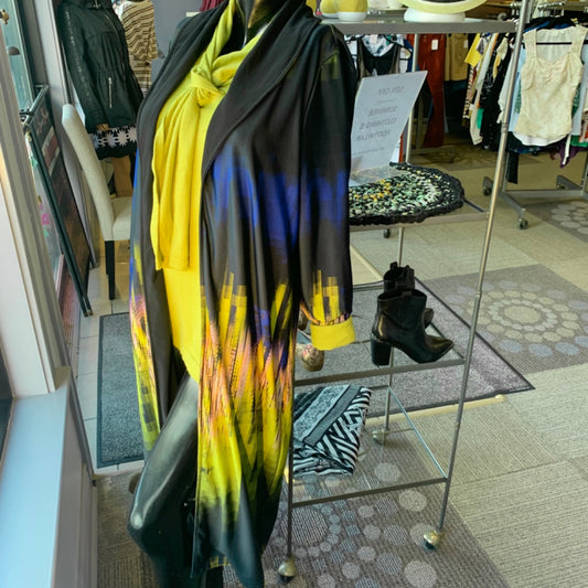 Michael Tyler, Cardigans, Medium Black Purple Chartreuse Yellow Pink