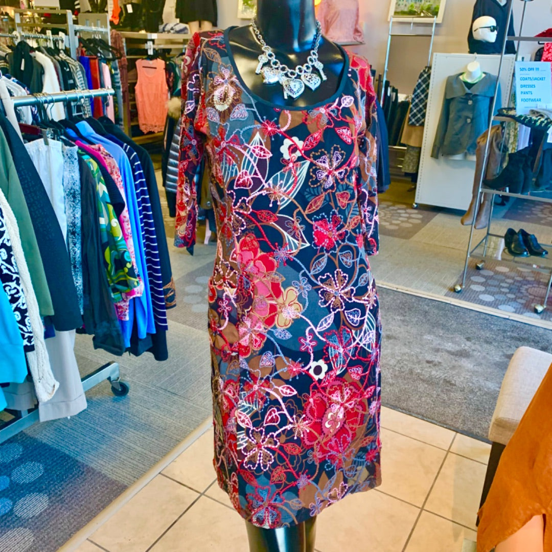 Floral, Dresses, Small Red Black Pink