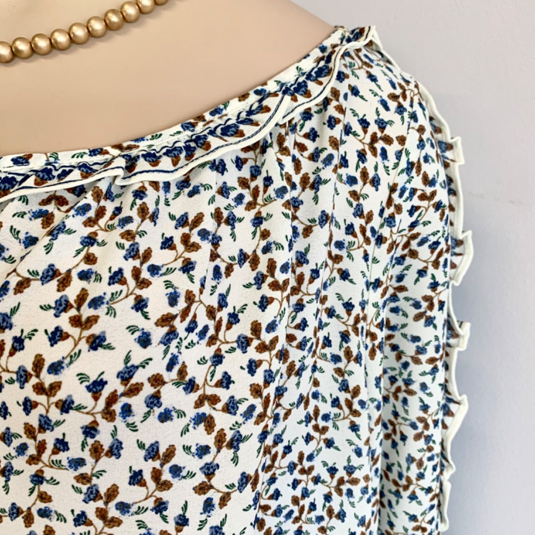 Max Studio, Tops, XXLarge White Blue Brown