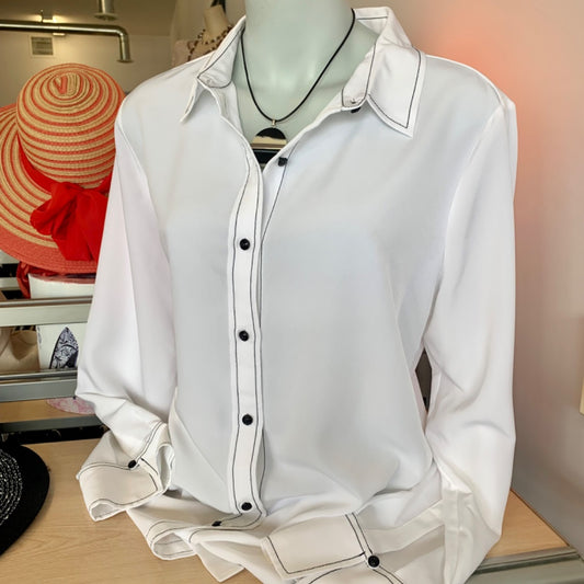 Button Up, Large White Black