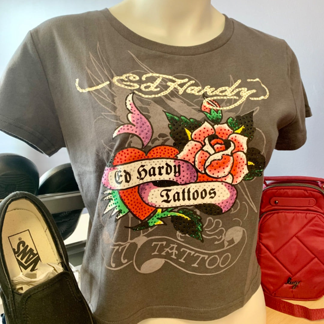 Ed Hardy, Tops, Small Grey Graphic