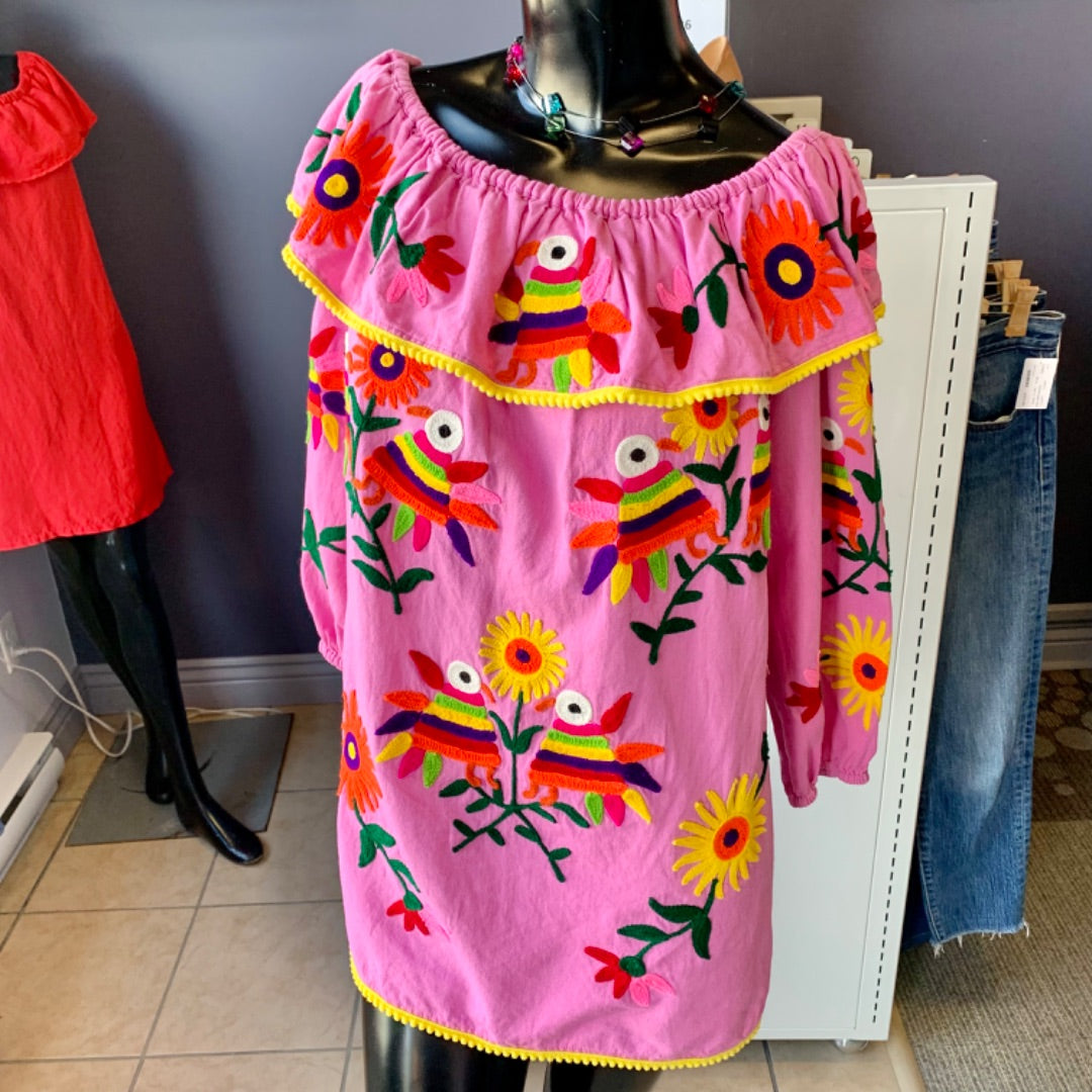Birds&Flowers, Tops, Medium Multi on Pink