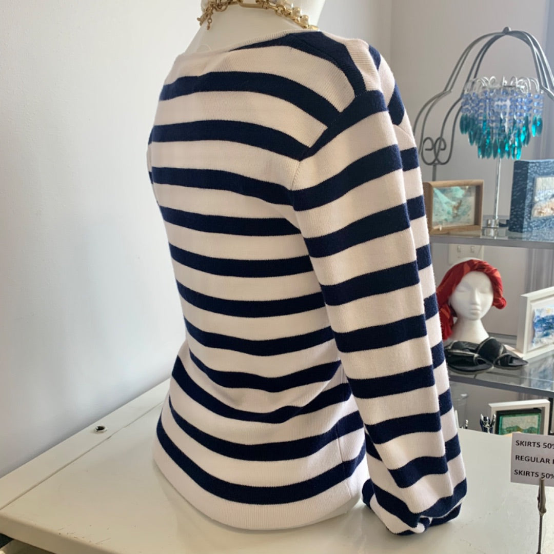 Amisu Knitwear, Sweaters, Large/XL White Navy