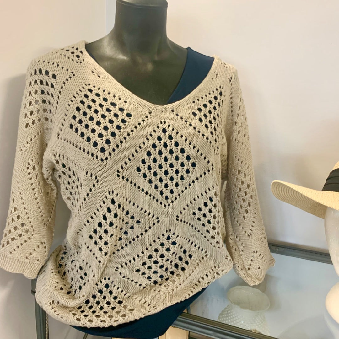 Vneck Sweater, Sweaters, Medium Beige