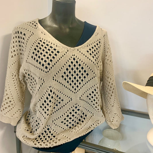 Vneck Sweater, Sweaters, Medium Beige