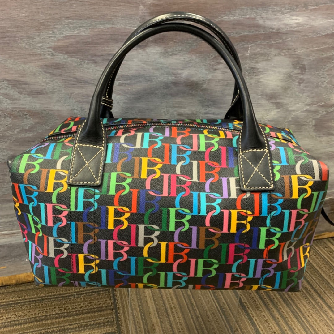 Dooney & Bourke, Purses/handbags, L 12" D 8" H 7" Multi on Black