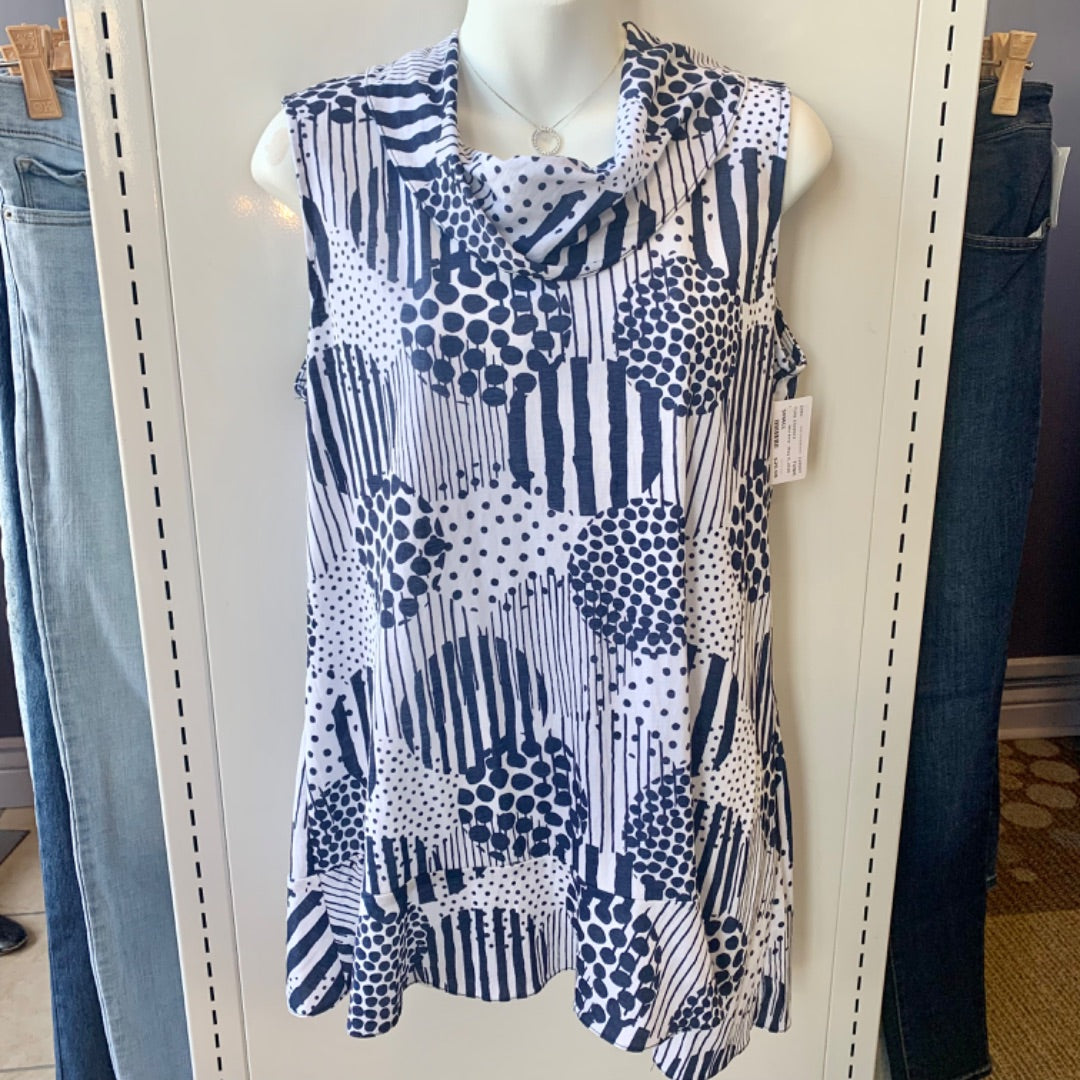 Pure Essence, Top Sleeveless, Small White Navy