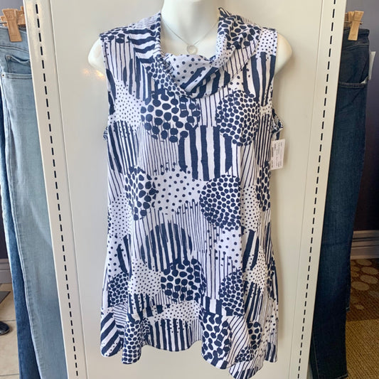 Pure Essence, Top Sleeveless, Small White Navy