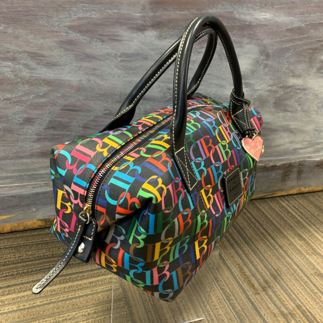 Dooney & Bourke, Purses/handbags, L 12" D 8" H 7" Multi on Black